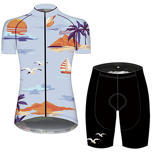 

21Grams Women's Short Sleeve Cycling Jersey with Shorts BlueYellow Animal Floral Botanical Bird Bike Clothing Suit Breathable 3D Pad Quick Dry Ultraviolet Resistant Sweat-wicking Sports Animal