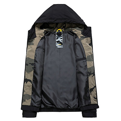 

Men's Daily Fall & Winter Regular Jacket, Camo / Camouflage Hooded Long Sleeve Polyester Black / Gray