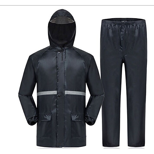 

Protective Clothing Anti Dust And Droplet Men's Daily Fall & Winter Long Coat, Solid Colored Hooded Long Sleeve Polyester Navy Blue