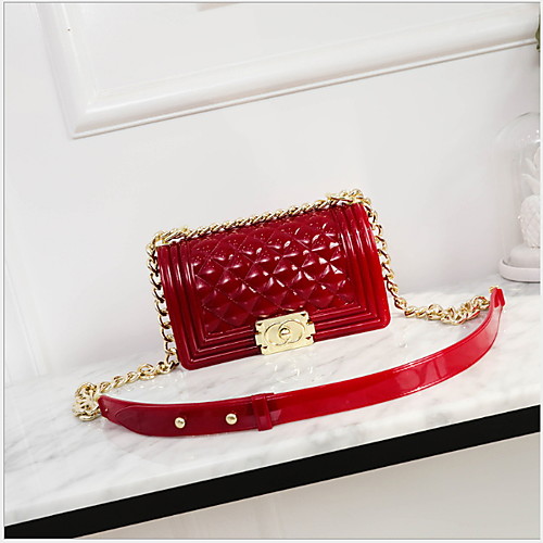 

Women's PVC(PolyVinyl Chloride) Crossbody Bag Solid Color Black / Wine