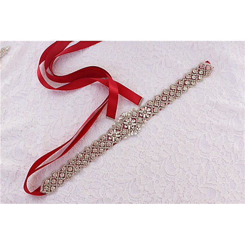 

Satin / Tulle Wedding / Party / Evening Sash With Crystal / Imitation Pearl / Belt Women's Sashes