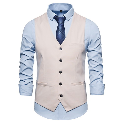 

Men's Vest, Solid Colored V Neck Polyester Red / Light gray / Dark Gray