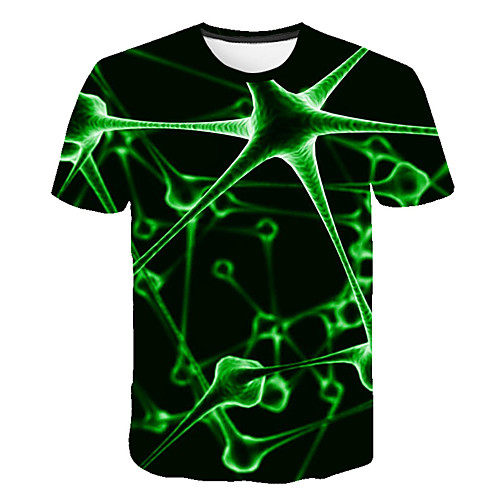 

Men's Daily Sports Street chic / Exaggerated T-shirt - Color Block / 3D / Abstract Print Green