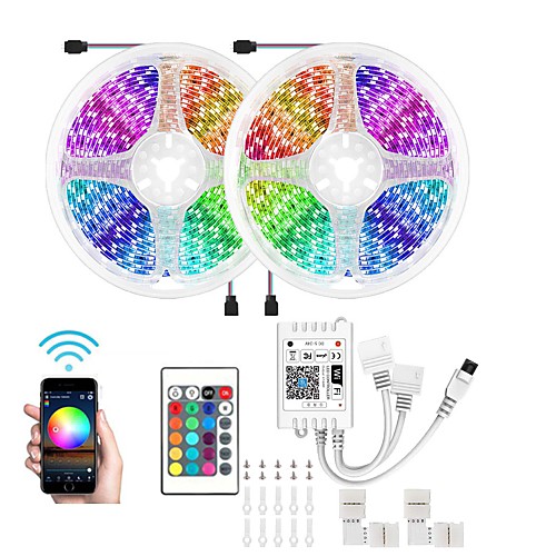 

KWB 10m Light Sets / Smart Lights 300 LEDs 5050 SMD 10mm 1 set RGB APP Control / Creative / Cuttable 12 V