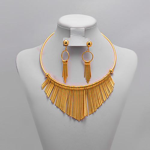 

Women's Jewelry Set Classic Tassel Trendy Ethnic Fashion Gold Plated Earrings Jewelry Gold For Christmas Wedding Gift Street Festival 1 set