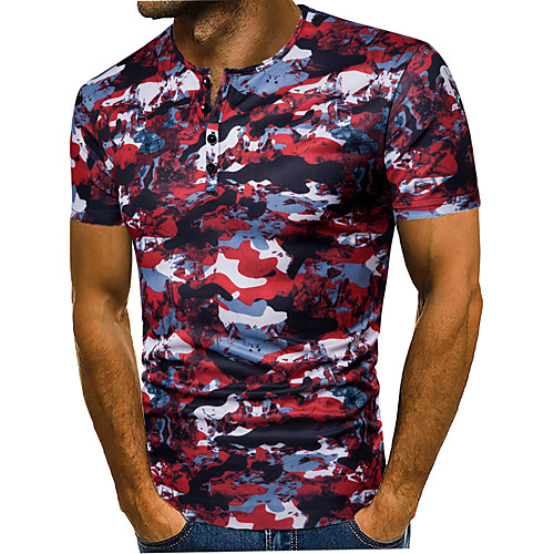 

Men's Daily Work Basic / Elegant Shirt - Striped / Solid Colored / Camo / Camouflage Red