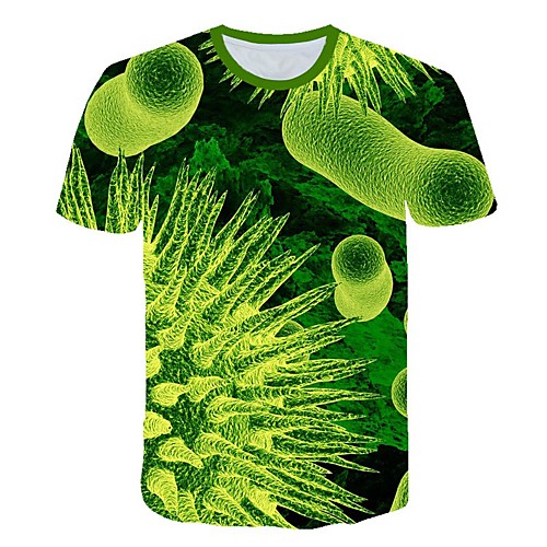 

Men's Daily Sports Street chic / Exaggerated T-shirt - Geometric / Color Block / 3D Print Green