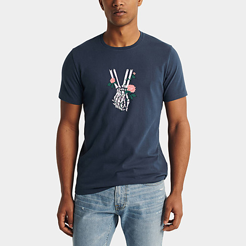 

Men's Daily Sports Business / Basic T-shirt - Solid Colored / Skull Black & White, Print Black