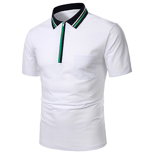 

Men's Daily Work Basic Polo - Striped / Solid Colored Blue & White, Patchwork Blue
