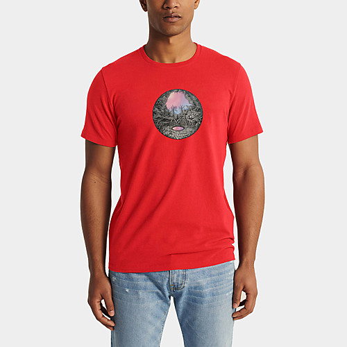 

Men's Daily Sports Business / Basic T-shirt - 3D / Rainbow / Scenery Black & White, Print Black