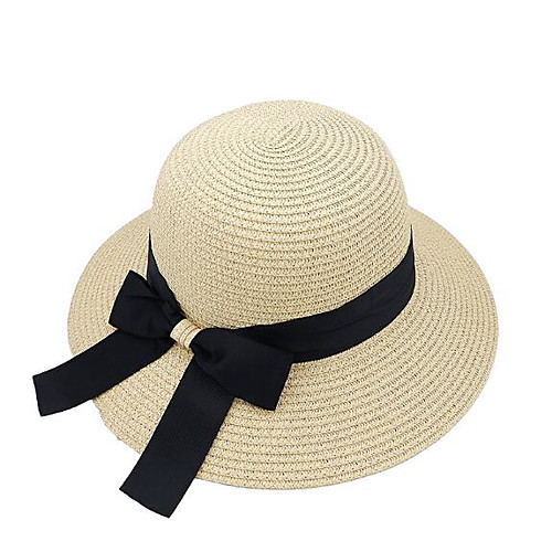 

Women's Basic Straw Sun Hat-Solid Colored Blushing Pink Khaki White