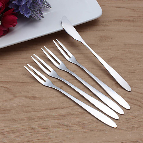 

6pcs Fruit Fork Cake Knife Stainless Steel Snack Dessert Cutlery Set Wedding Gift