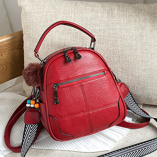 

Women's Zipper PU Top Handle Bag Solid Color Red / Green / Black