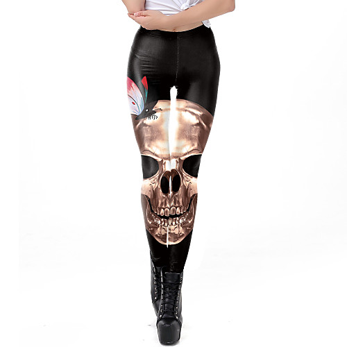 

Pants Skeleton / Skull Adults' Cosplay Costumes Bodysuits Halloween Women's Black Butterfly Skull Halloween