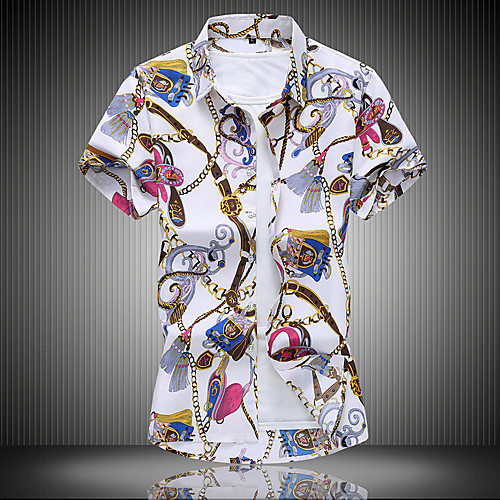 

Men's Daily Weekend Basic / Elegant Shirt - Floral / 3D White