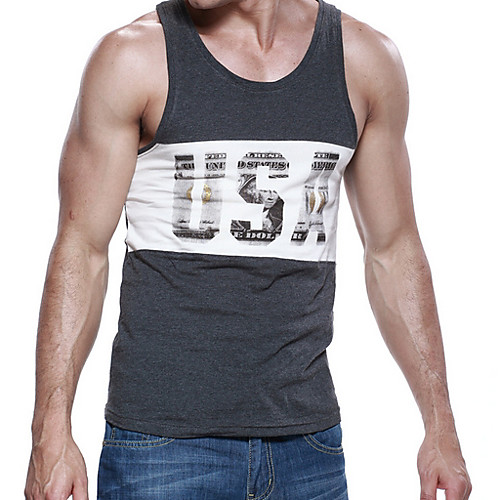 

Men's EU / US Size Graphic Letter Tank Top - Cotton Daily Round Neck Gray / Sleeveless