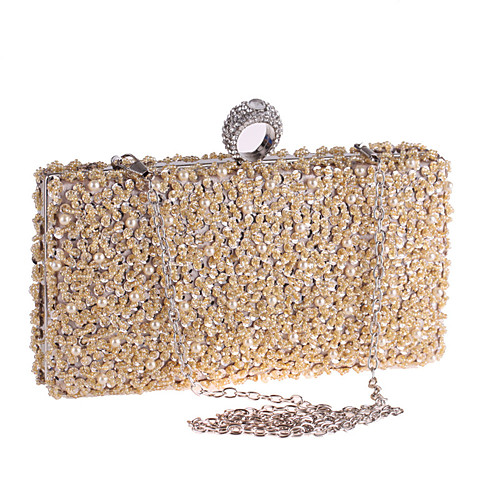 

Women's Chain Polyester Evening Bag Solid Color Black / Champagne / Silver