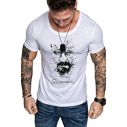 

Men's Daily Sports Business / Basic T-shirt - Abstract / Portrait Black & White, Print White