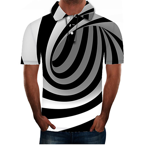

Men's Daily Going out Street chic / Exaggerated Polo - Color Block / 3D / Graphic Black