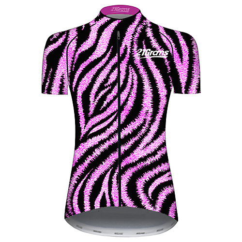

21Grams Women's Short Sleeve Cycling Jersey 100% Polyester Purple Stripes Geometic Bike Jersey Top Mountain Bike MTB Road Bike Cycling UV Resistant Breathable Quick Dry Sports Clothing Apparel