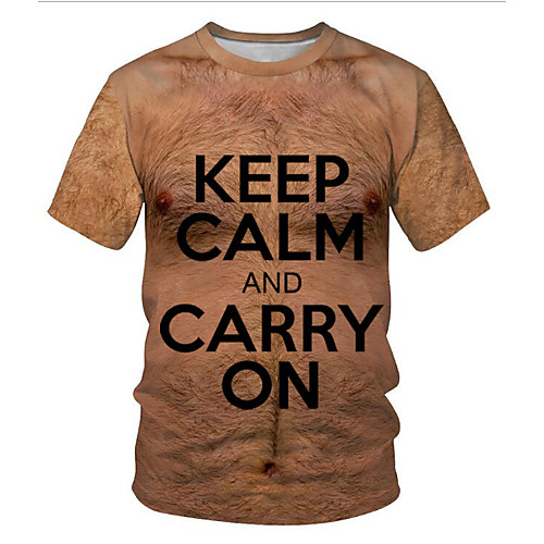 

Men's Daily T-shirt - Letter Khaki Keep Calm and Carry on