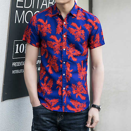 

Men's Daily Weekend Basic / Elegant Shirt - Floral / 3D Yellow