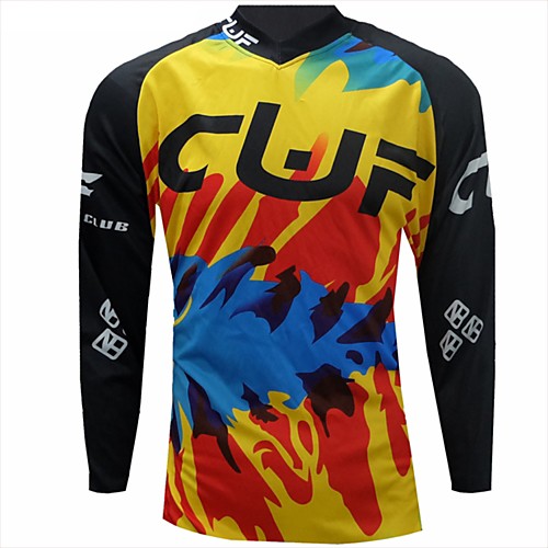 

CAWANFLY Men's Long Sleeve Cycling Jersey Downhill Jersey Dirt Bike Jersey Winter Polyester Black Geometic Novelty Bike Jersey Top Mountain Bike MTB Breathable Quick Dry Sweat-wicking Sports Clothing