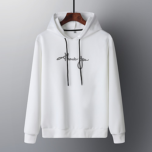 

Men's Casual Hoodie - Solid Colored / Letter Black US32 / UK32 / EU40