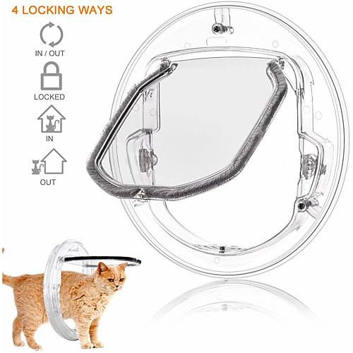 

Transparent Cat Dog Small Animal Pet Door Interior 4-Way Locking Silent Action Save Energy Flap Door Magnetic Design for Dogs and Cats