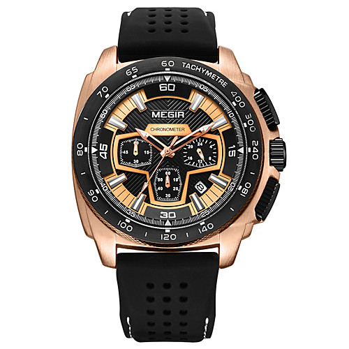 

Men's Sport Watch Quartz Formal Style Stylish Silicone Black 30 m Calendar / date / day Chronograph New Design Analog Luxury Fashion - Gold White Black / Shock Resistant / Stopwatch