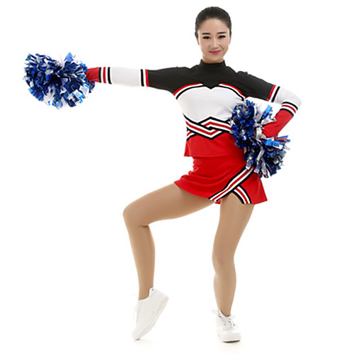 

Cheerleader Costume Uniform Women's Girls' Kids Skirt Spandex High Elasticity Handmade Long Sleeve Competition Dance Rhythmic Gymnastics Gymnastics Red