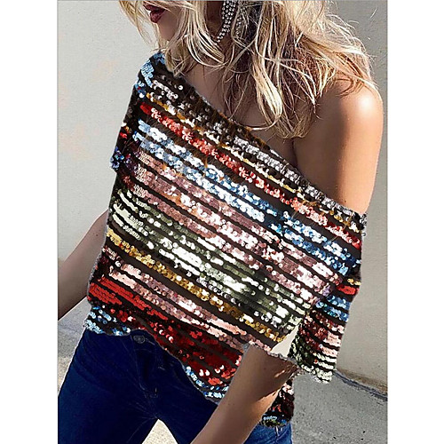 

Women's Daily Blouse - Color Block Rainbow