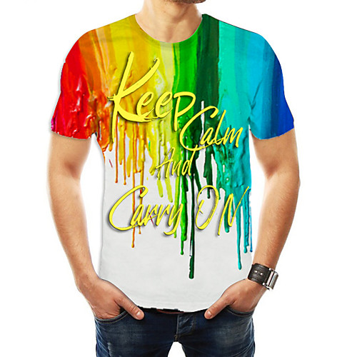 

Men's Daily Weekend Basic T-shirt - Color Block / 3D / Letter RainbowKeep Clam And Carry On Keep Calm and Carry on