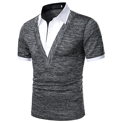 

Men's Daily Work Basic Polo - Solid Colored Black & Gray, Patchwork Black