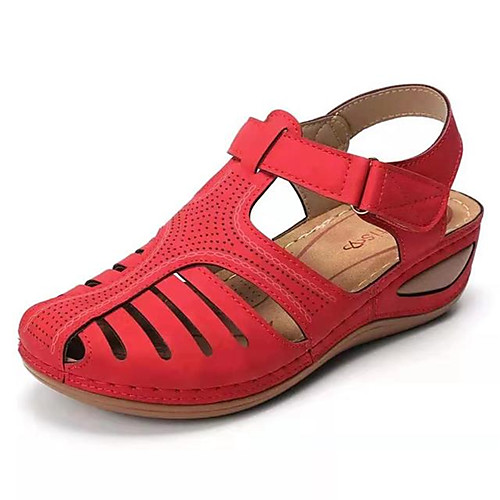 

Women's Sandals Wedge Heel Round Toe PU Classic Spring & Summer Red / Light Purple / Light Grey