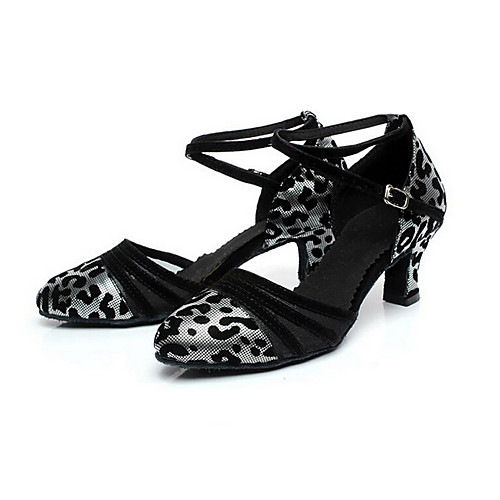 

Women's Modern Shoes PU Heel Leopard Cuban Heel Dance Shoes White / Gold / Silver