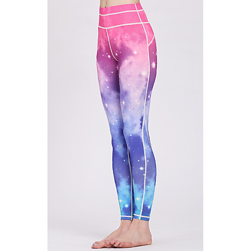 

Women's Basic Legging - Geometric, Print Mid Waist Purple Blushing Pink Blue S M L