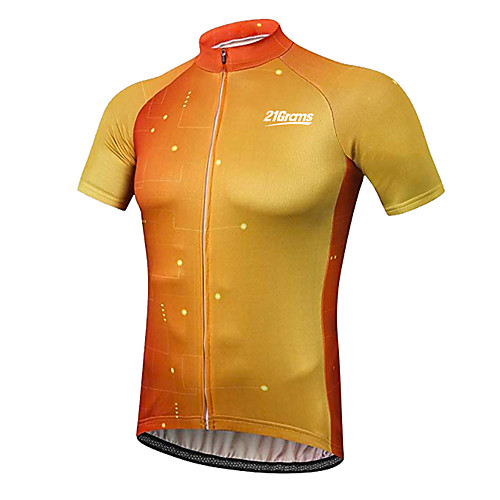 

21Grams Men's Short Sleeve Cycling Jersey 100% Polyester Yellow Polka Dot Gradient Bike Jersey Top Mountain Bike MTB Road Bike Cycling UV Resistant Breathable Quick Dry Sports Clothing Apparel