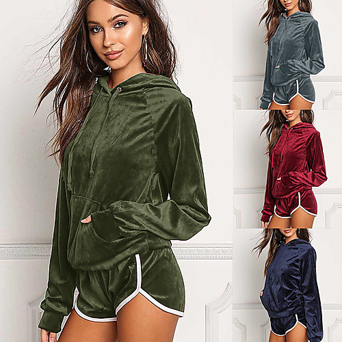 

Women's 2-Piece Full Zip Velour Tracksuit Sweatsuit Jogging Suit 2pcs Pullover Running Fitness Jogging Breathable Soft Sportswear Athletic Clothing Set Long Sleeve Activewear Micro-elastic Regular Fit