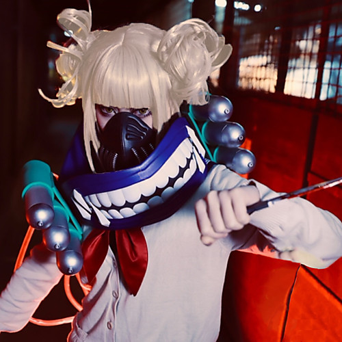 

My Hero Academia Boko No Hero Himiko Toga Cosplay Wigs Women's Straight bangs 11 inch Heat Resistant Fiber Plaited Blonde Blonde Anime