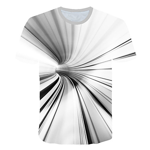 

Men's Daily Sports Street chic / Exaggerated T-shirt - Geometric / Color Block / 3D Print White