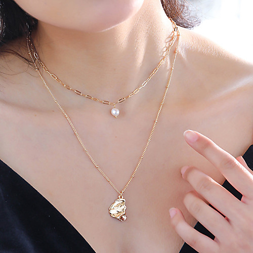 

Women's Pendant Necklace Necklace Layered Necklace Stacking Stackable Lucky Simple Classic Bohemian Fashion Pearl Chrome Gold 50 cm Necklace Jewelry 1pc For Street Birthday Party Beach Festival