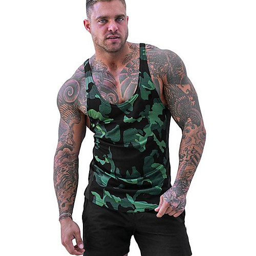 

Men's EU / US Size Graphic Camo / Camouflage Tank Top - Cotton Daily Round Neck Army Green / Red / Green / Black / Gray / Sleeveless