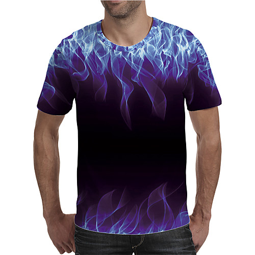 

Men's Holiday Going out Street chic / Exaggerated T-shirt - Geometric / Color Block / 3D Print Rainbow