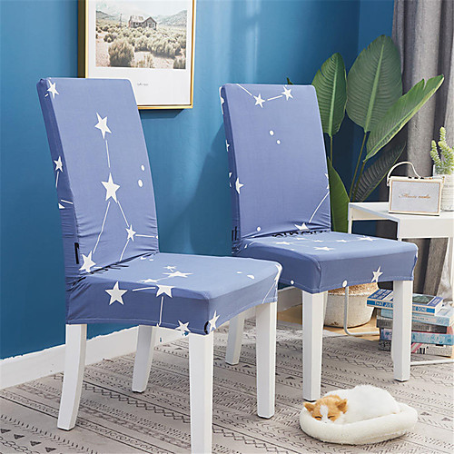 

2 Pack Constellation Print Super Fit Stretch Chair Cover Stretch Removable Washable Dining Room Chair Protector Slipcovers Home Decor Dining Room Seat Cover