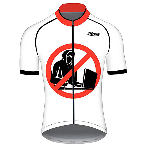 

21Grams Men's Short Sleeve Cycling Jersey 100% Polyester Red / White Bike Jersey Top Mountain Bike MTB Road Bike Cycling UV Resistant Breathable Quick Dry Sports Clothing Apparel / Stretchy