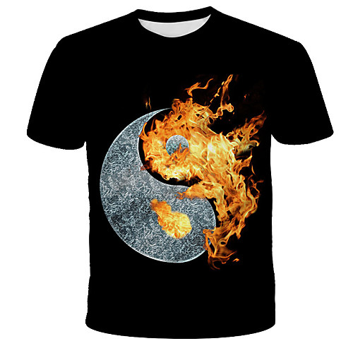 

Men's Daily Holiday Street chic / Exaggerated T-shirt - 3D / Tie Dye / Animal Wolf, Print Rainbow