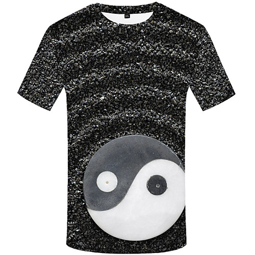 

Men's Daily Street chic T-shirt - 3D Black & White, Print Rainbow
