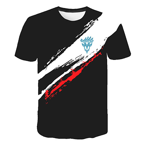 

Men's Daily Going out Basic T-shirt - Color Block / 3D Print Black