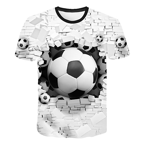 

Men's Daily Sports Basic / Exaggerated T-shirt - Color Block / 3D / Graphic Print White